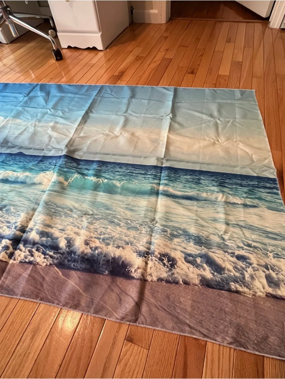 Coastal Wave Wall Tapestry - Blue Beach Scene